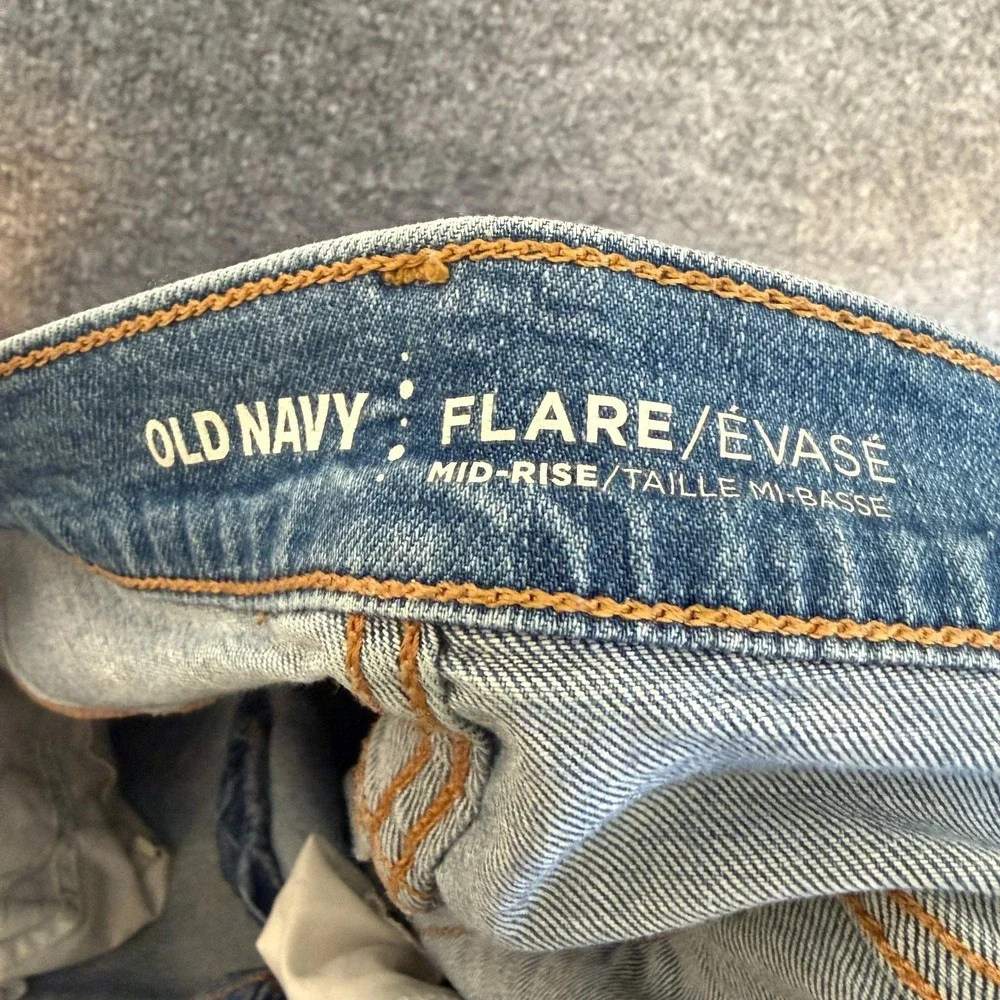 Old Navy Pants Womens 12 Blue Flare‎ Mid Rise Frayed Hem Casual Plus Size Denim